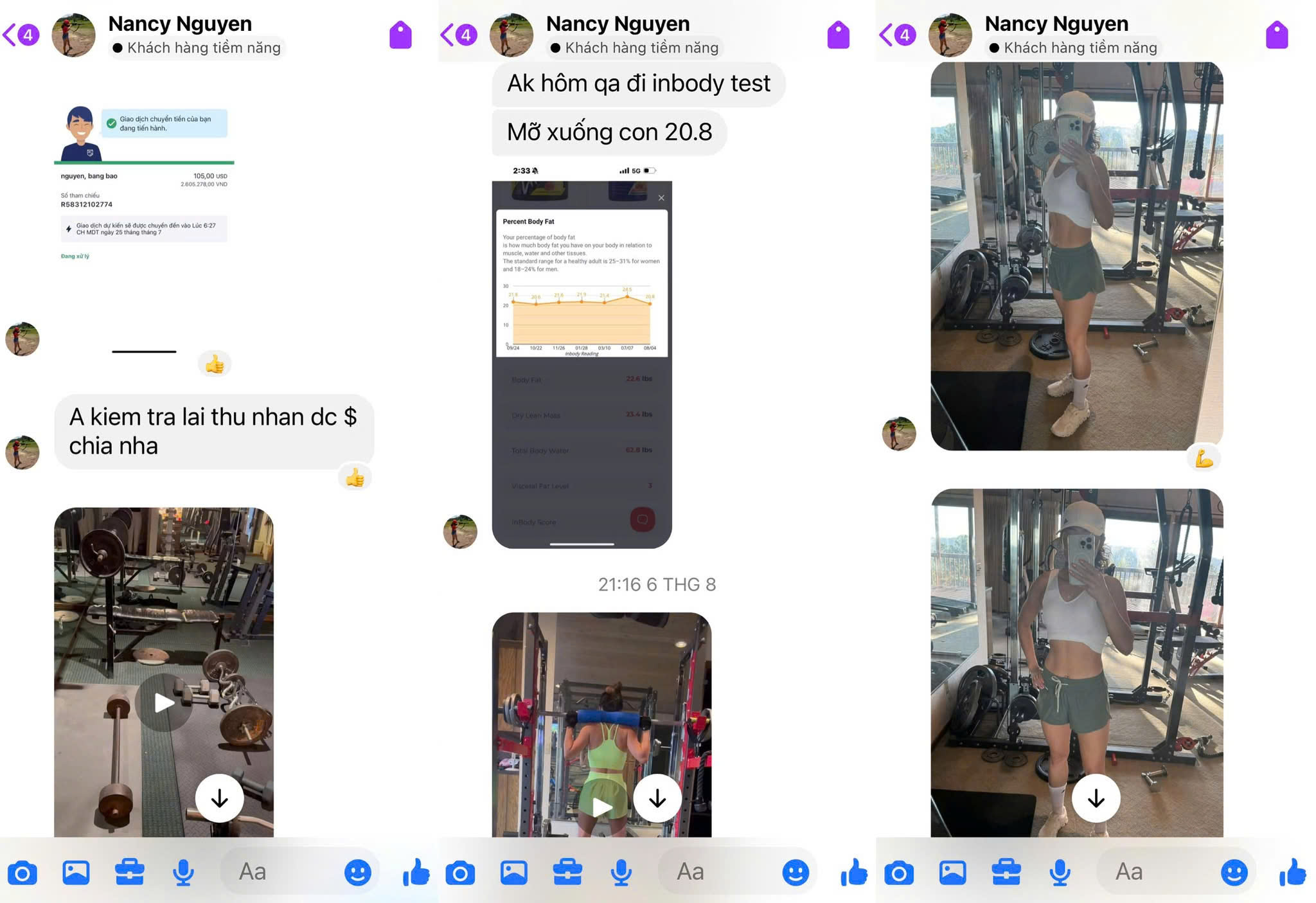 Phản hồi của học viên Nancy Nguyen về kết quả giảm mỡ với PT Online Nguyễn Bảo Bằng