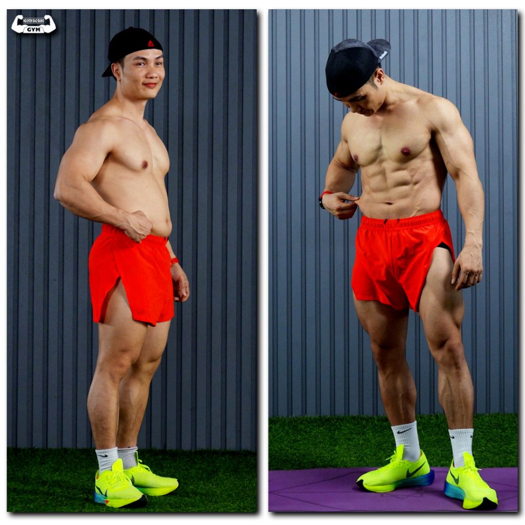 Nam học viên NBB GYM kẹp lớp mỡ vùng eo để kiểm tra độ dày mỡ bụng