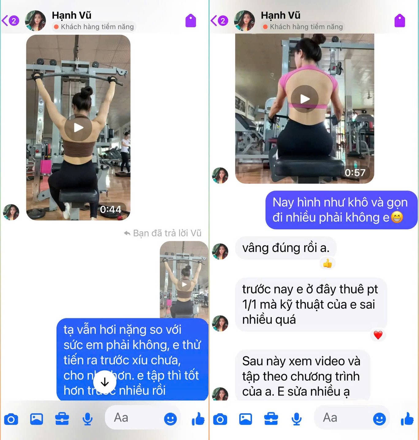 Phản hồi học viên Hạnh Vũ về việc sửa kỹ thuật trong chương trình PT Online