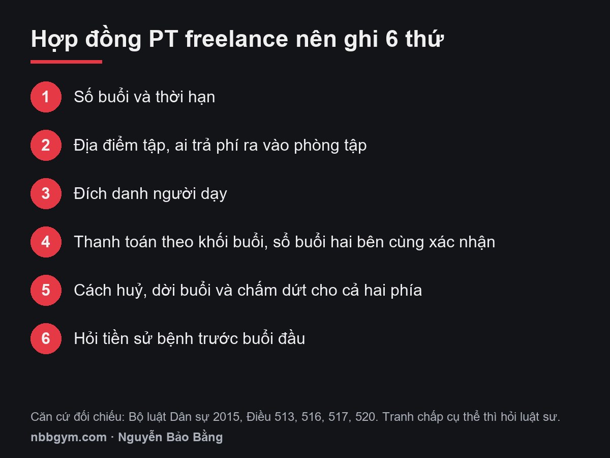 Đồ hoạ sáu điều nên ghi trong hợp đồng PT freelance