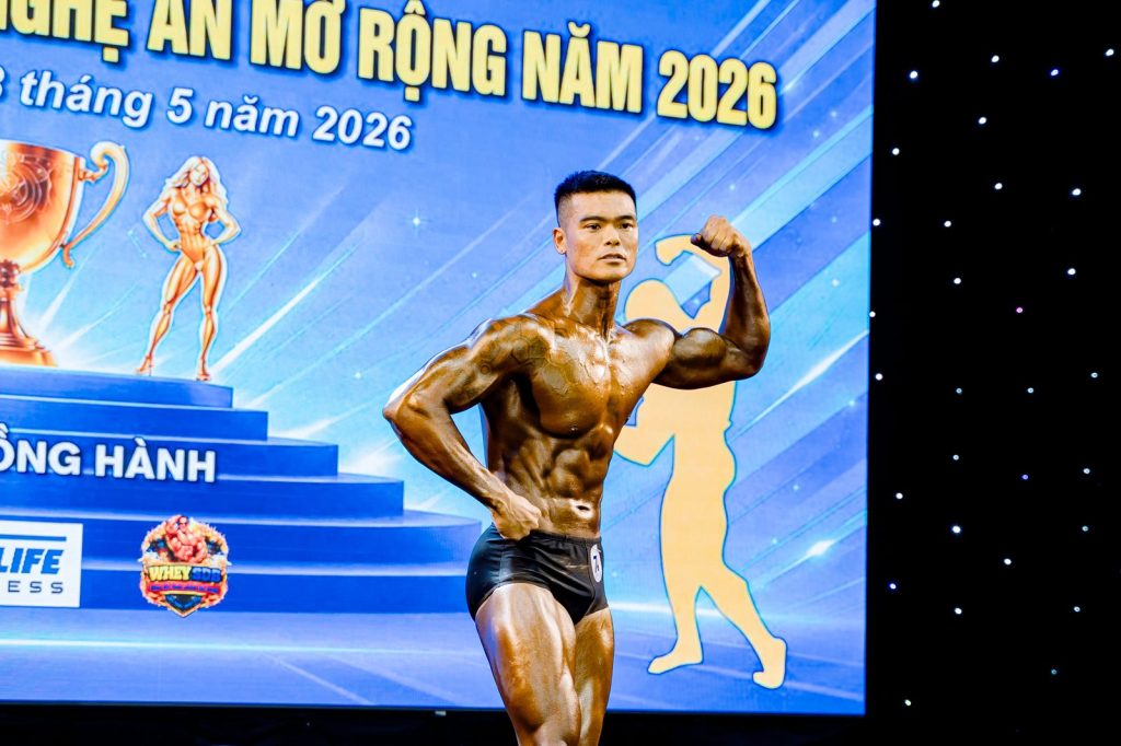 Phần thi thể hình nam tại giải thể hình Nghệ An 2026