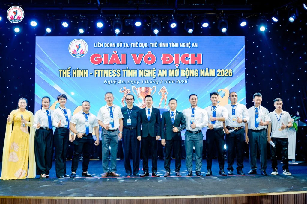Tổ trọng tài ra mắt trên sân khấu giải thể hình Nghệ An 2026