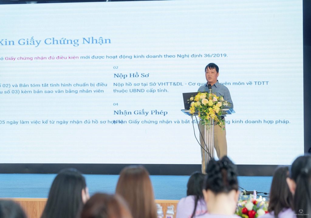 Slide về thủ tục xin giấy chứng nhận đủ điều kiện kinh doanh theo Nghị định 36/2019 tại khoá Aerobic Fitness 2025